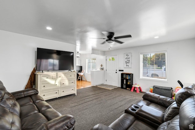 345 W 300 N, Richfield, UT 84701 - living area with ceiling fan, plenty of natural light, and recessed lighting