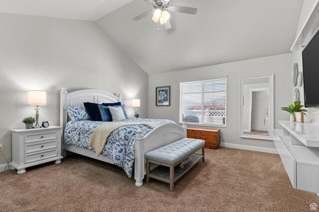 742 W 130 S Unit D, Pleasant Grove, UT 84062 - bedroom with carpet flooring, lofted ceiling, baseboards, and ceiling fan