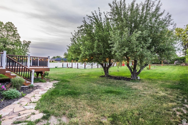 10297 S Weeping Willow Dr E, Sandy, UT 84070 - view of yard with a wooden deck