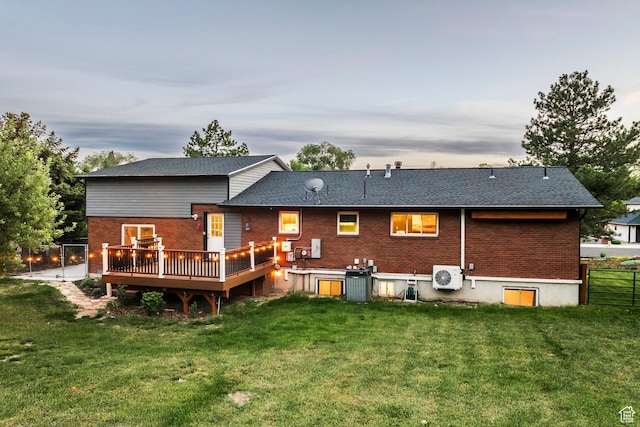 10297 S Weeping Willow Dr E, Sandy, UT 84070 - back of house with brick siding, a cooling unit, a deck, and central AC unit
