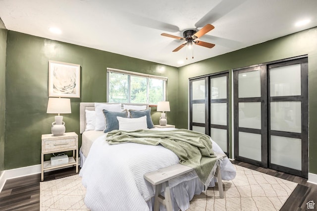 10297 S Weeping Willow Dr E, Sandy, UT 84070 - bedroom featuring baseboards, wood finished floors, and ceiling fan