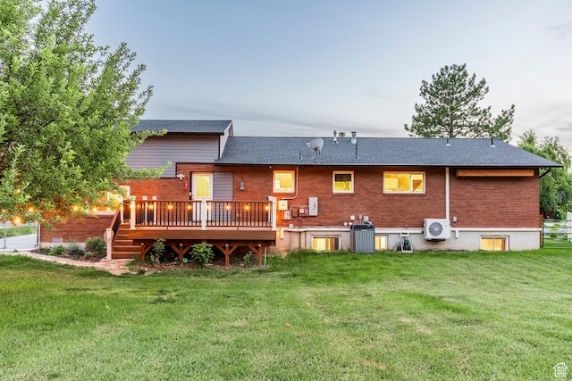 10297 S Weeping Willow Dr E, Sandy, UT 84070 - back of house with brick siding, a cooling unit, a deck, and central air condition unit