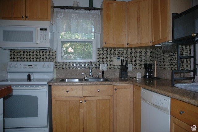 682 W 400 N, Payson, UT 84651 - kitchen featuring white appliances, a sink, and backsplash