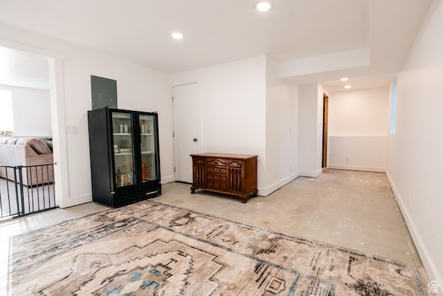 45 N Center St, Hyrum, UT 84319 - spare room featuring concrete flooring, recessed lighting, baseboards, and electric panel