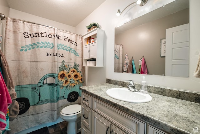 45 N Center St, Hyrum, UT 84319 - bathroom with vanity, toilet, and a shower with curtain