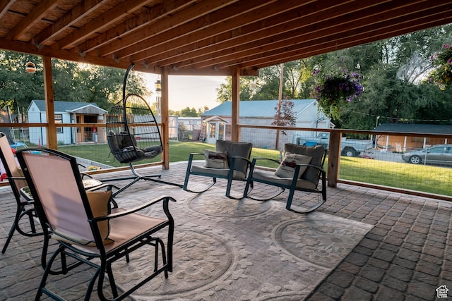 45 N Center St, Hyrum, UT 84319 - view of patio featuring an outbuilding