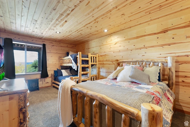 1551 Tree Top Ln Unit 360, Heber City, UT 84032 - carpeted bedroom featuring wood ceiling, recessed lighting, and wood walls