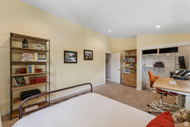 705 Parkview Dr, Summit Park, UT 84098 - bedroom featuring carpet, baseboards, a desk, and recessed lighting