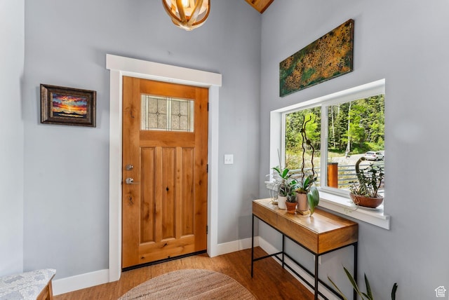 705 Parkview Dr, Summit Park, UT 84098 - foyer with wood finished floors and baseboards