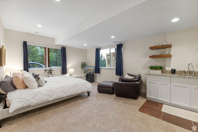 705 Parkview Dr, Summit Park, UT 84098 - bedroom with multiple windows, recessed lighting, and a sink
