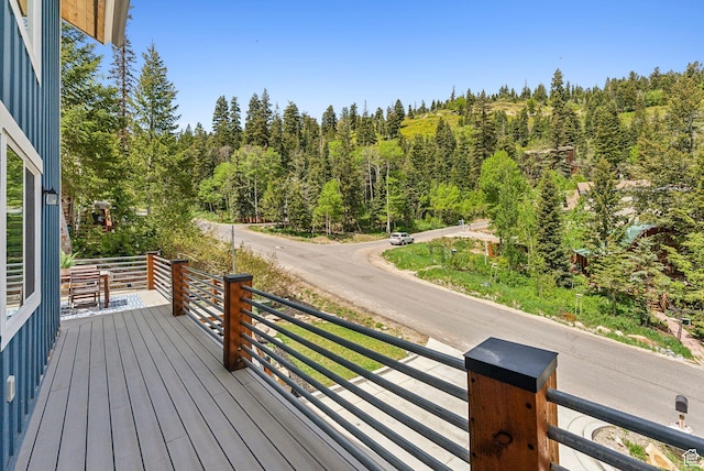 705 Parkview Dr, Summit Park, UT 84098 - wooden terrace with a view of trees