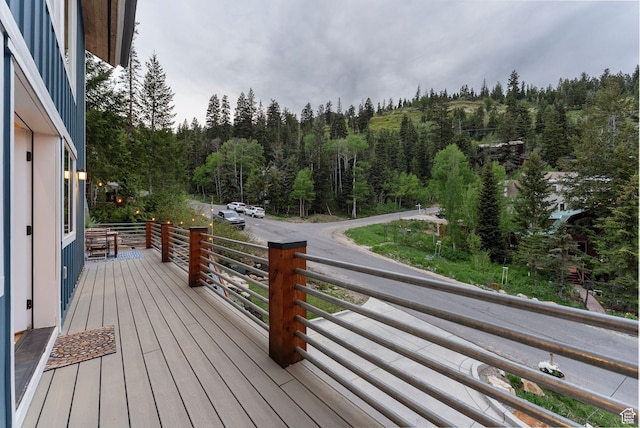 705 Parkview Dr, Summit Park, UT 84098 - wooden terrace featuring a view of trees