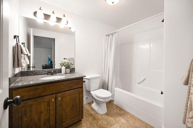 658 S 150 E, Smithfield, UT 84335 - full bathroom featuring vanity, toilet, shower / bath combination with curtain, and tile patterned floors