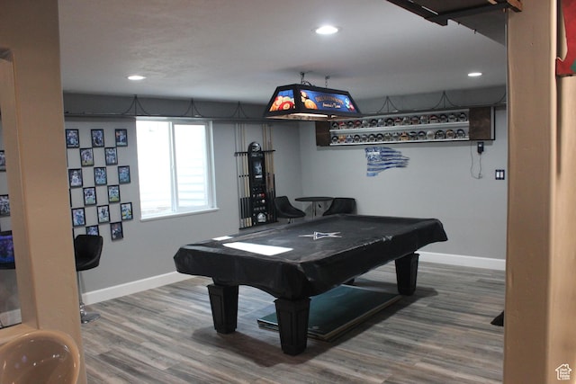 730 S 300 W, Garland, UT 84312 - recreation room featuring baseboards, wood finished floors, pool table, and recessed lighting