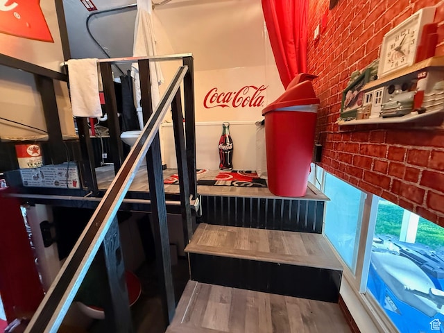 730 S 300 W, Garland, UT 84312 - stairs with brick wall and wood finished floors