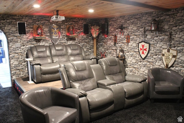 730 S 300 W, Garland, UT 84312 - carpeted home theater room with wooden ceiling and recessed lighting