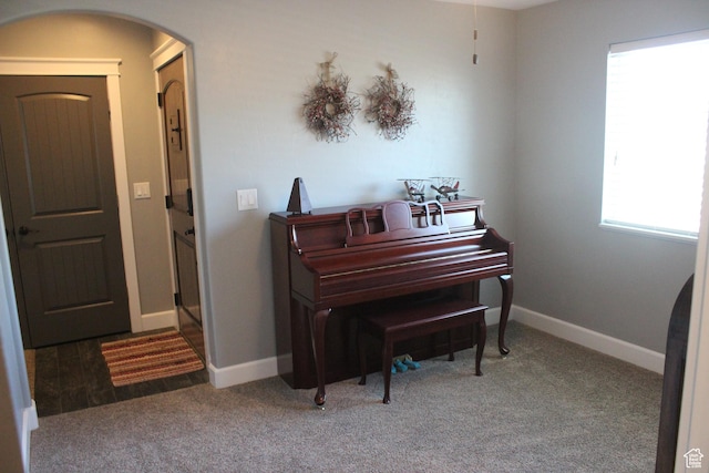 730 S 300 W, Garland, UT 84312 - living area featuring arched walkways, carpet flooring, and baseboards