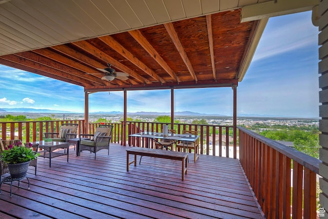 96 S 350 E, North Salt Lake, UT 84054 - wooden deck featuring a mountain view and ceiling fan