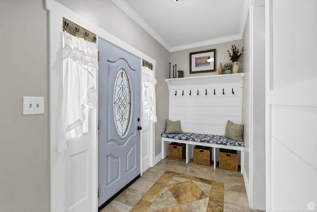 1031 S Brooklyn Rd, Elsinore, UT 84724 - mudroom featuring crown molding and baseboards
