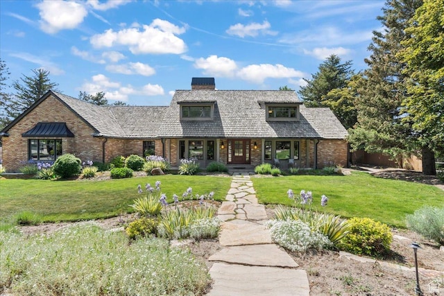 3 Dawn Hill Dr, Sandy, UT 84092 - tudor home with brick siding, a porch, and a chimney
