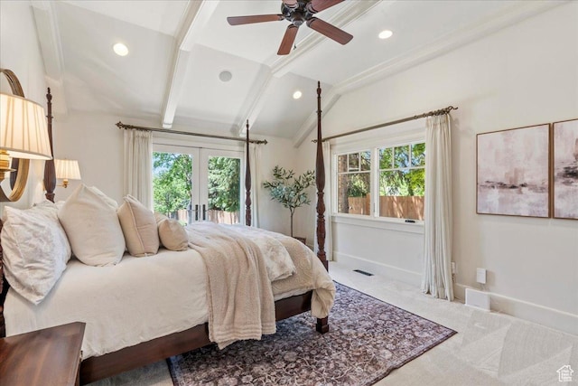 3 Dawn Hill Dr, Sandy, UT 84092 - carpeted bedroom with multiple windows, french doors, recessed lighting, baseboards, and ceiling fan
