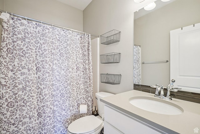 4411 W S Jordan Pkwy, South Jordan, UT 84009 - bathroom featuring vanity, toilet, and a shower with shower curtain