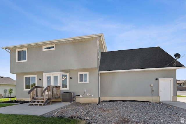 1184 S 2300 E, Spanish Fork, UT 84660 - back of property with central air condition unit, stucco siding, and a shingled roof