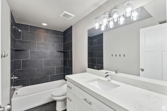 1184 S 2300 E, Spanish Fork, UT 84660 - full bathroom featuring toilet, vanity, shower / bathtub combination, and tile patterned flooring
