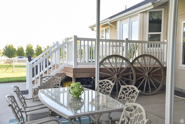 14114 S 3600 W, Bluffdale, UT 84065 - view of patio / terrace with outdoor dining space and stairs