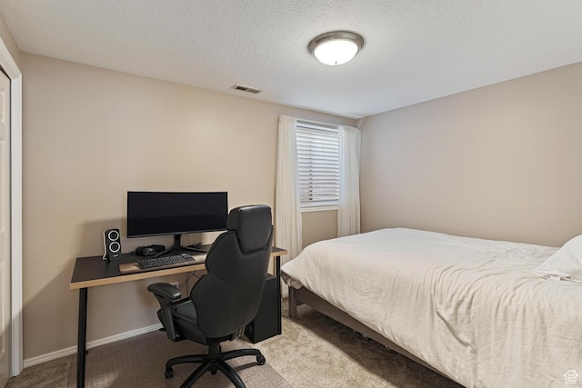 543 Hillside Cir, Alpine, UT 84004 - bedroom with carpet, an office area, a textured ceiling, and baseboards