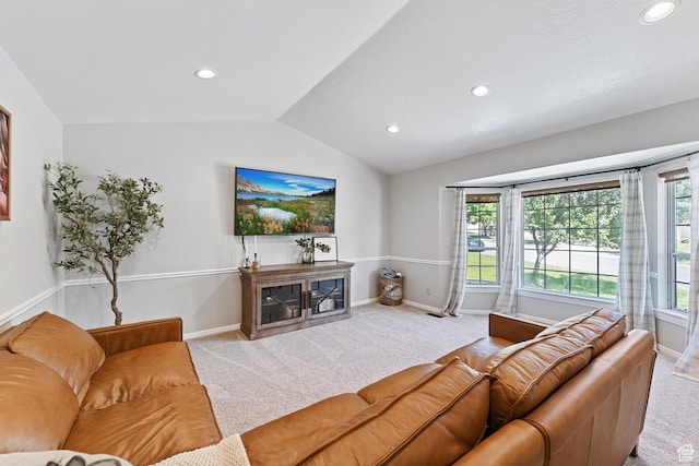 543 Hillside Cir, Alpine, UT 84004 - carpeted living area with lofted ceiling, baseboards, plenty of natural light, and recessed lighting