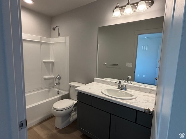 11197 S Rummy Way S, South Jordan, UT 84009 - full bath featuring vanity, toilet, shower / washtub combination, and wood finished floors