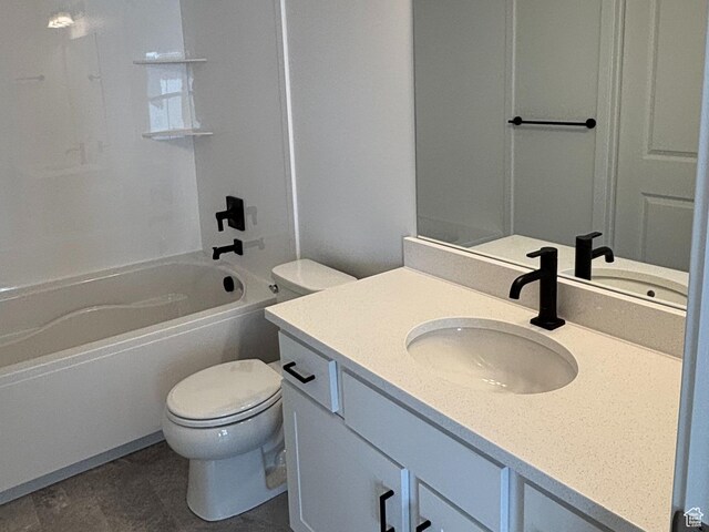 6889 W S Jordan Pkwy, South Jordan, UT 84009 - bathroom with toilet, vanity, and bathtub / shower combination