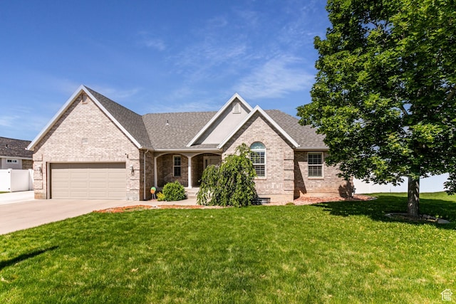 3380 S 930 W, Syracuse, UT 84075 - view of front of property featuring brick siding, driveway, a front lawn, and a garage