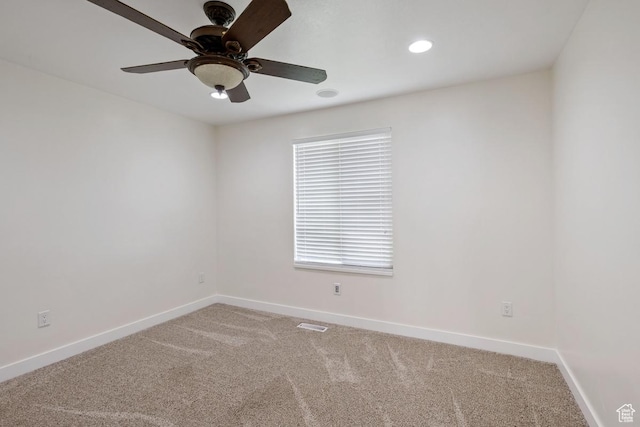 3638 S Blazing Oak Dr, Magna, UT 84044 - unfurnished room with light colored carpet, baseboards, ceiling fan, and recessed lighting