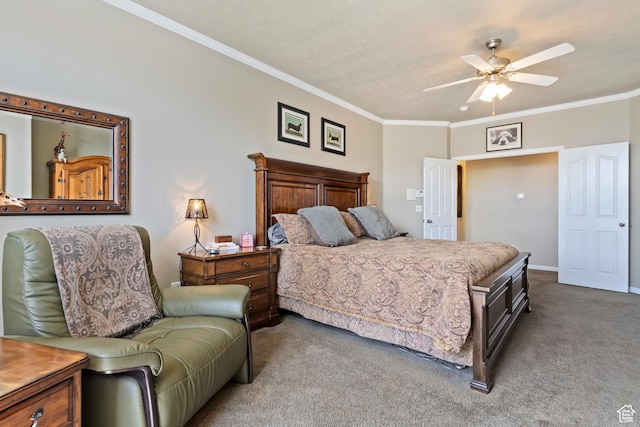 6512 S Timpanogos Way W, Taylorsville, UT 84129 - carpeted bedroom featuring crown molding, ceiling fan, and baseboards