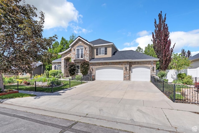 6512 S Timpanogos Way W, Taylorsville, UT 84129 - traditional home with stone siding, concrete driveway, and a garage