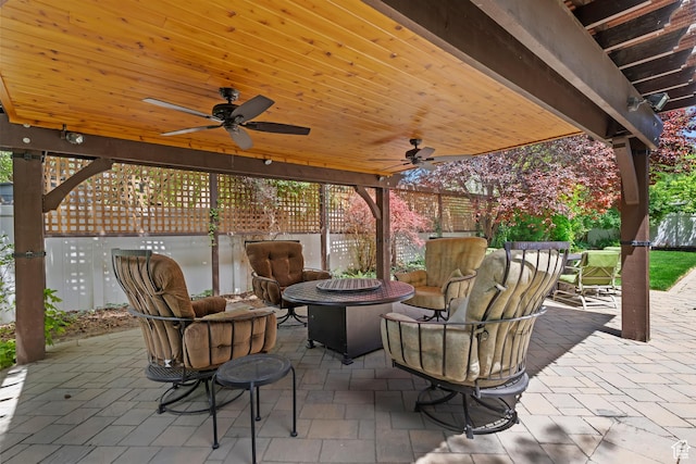6512 S Timpanogos Way W, Taylorsville, UT 84129 - view of patio featuring an outdoor fire pit and ceiling fan
