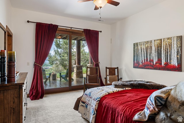 2314 E Flattop Mountain Dr Unit 89, Heber City, UT 84032 - bedroom featuring access to exterior, carpet floors, and a ceiling fan