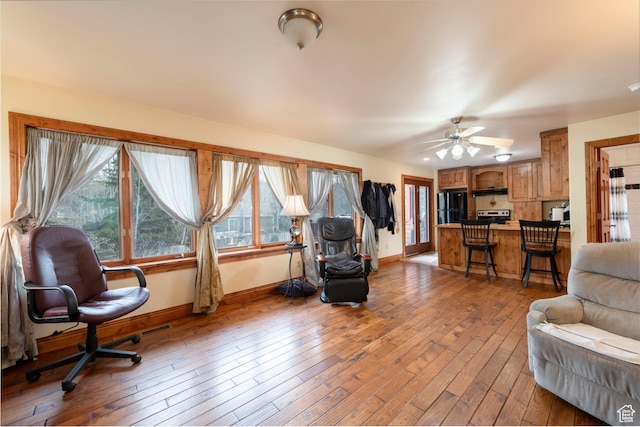 2003 Venus Ct, Park City, UT 84060 - living room with healthy amount of natural light, baseboards, hardwood / wood-style floors, and ceiling fan