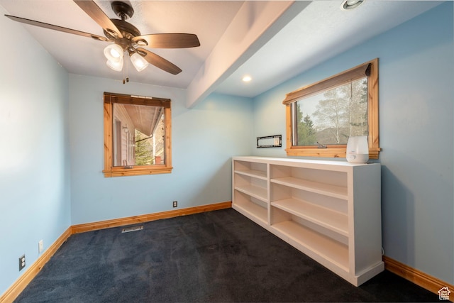 2003 Venus Ct, Park City, UT 84060 - empty room featuring dark colored carpet, baseboards, healthy amount of natural light, a ceiling fan, and recessed lighting
