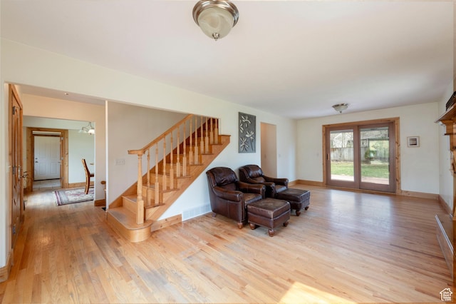 2003 Venus Ct, Park City, UT 84060 - living room featuring light wood finished floors, stairs, and baseboards