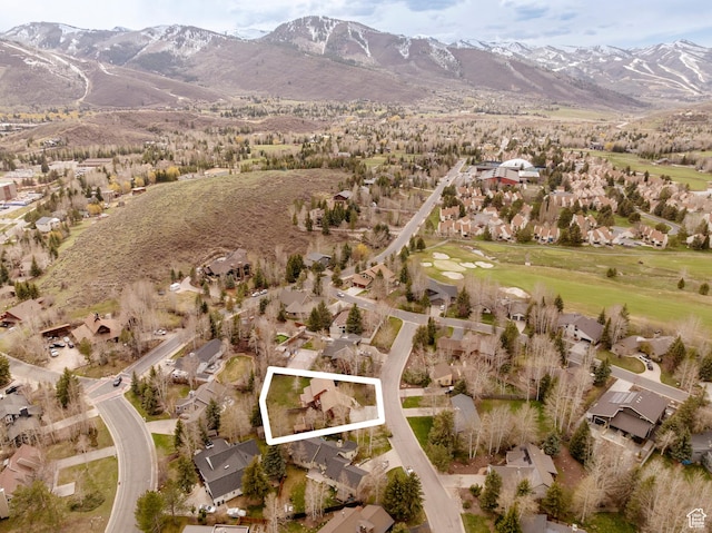 2003 Venus Ct, Park City, UT 84060 - aerial view of property and surrounding area featuring a mountain backdrop, nearby suburban area, and property parcel outlined