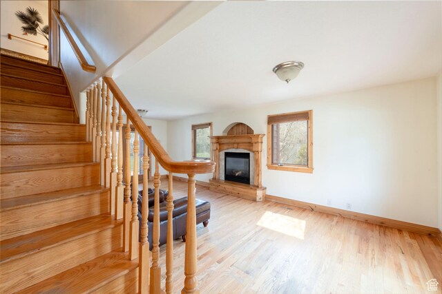 2003 Venus Ct, Park City, UT 84060 - stairs featuring baseboards, a fireplace, and wood finished floors