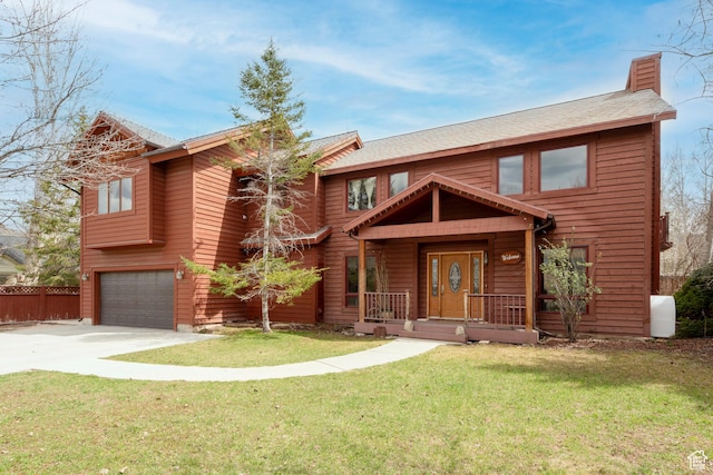 2003 Venus Ct, Park City, UT 84060 - view of front of property featuring a chimney, driveway, covered porch, and an attached garage