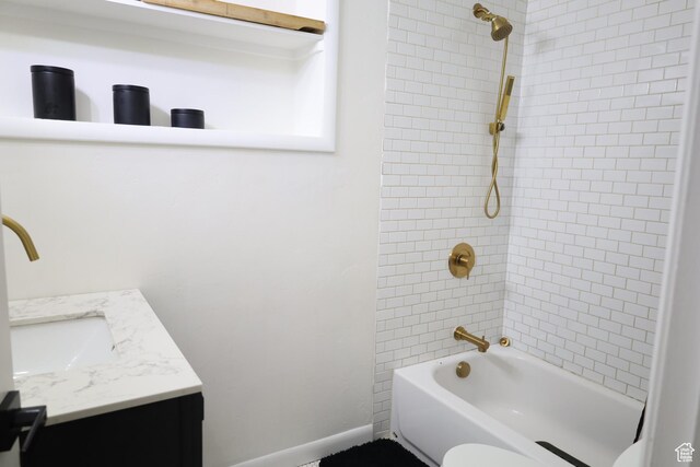1834 E Cloverdale Rd S, Cottonwood Heights, UT 84121 - bathroom featuring vanity, shower / bath combination, toilet, and baseboards