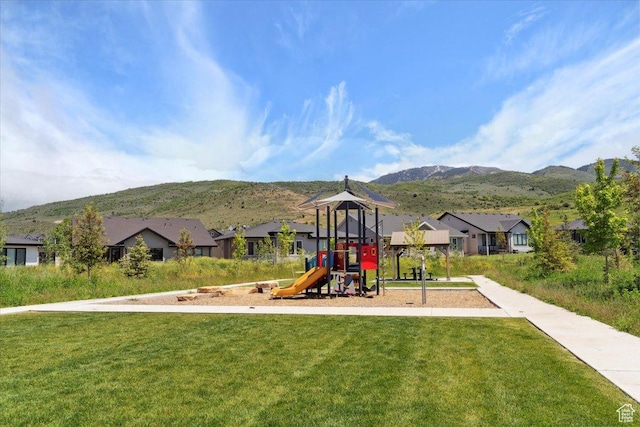 3222 W Harvard Dr, Mountain Green, UT 84050 - communal playground featuring a yard, a mountain view, and a residential view