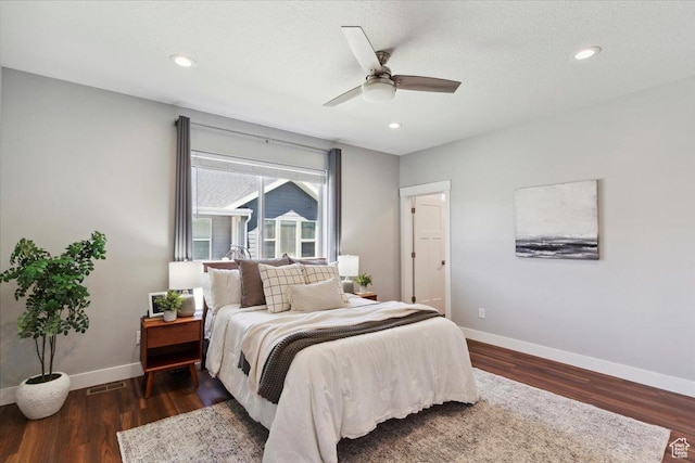 3222 W Harvard Dr, Mountain Green, UT 84050 - bedroom with baseboards, wood finished floors, a ceiling fan, and recessed lighting