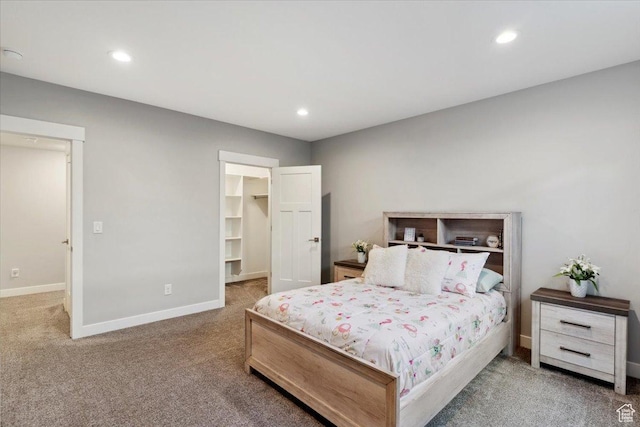 3222 W Harvard Dr, Mountain Green, UT 84050 - bedroom featuring carpet, baseboards, a walk in closet, and recessed lighting