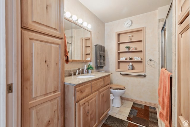 1095 N 100 W, Pleasant Grove, UT 84062 - full bathroom with vanity, a shower with door, toilet, and tile patterned floors